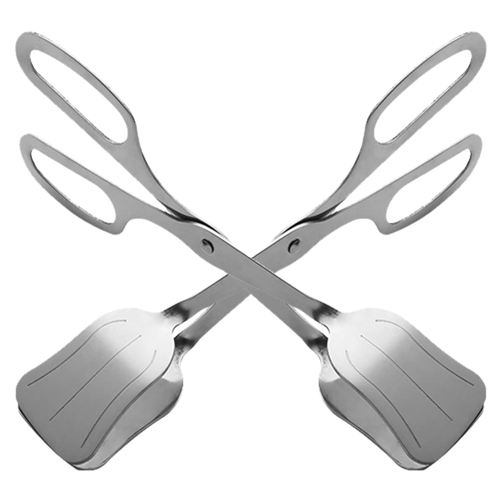

2Pcs Stainless Steel Salad Tongs Mirror Polished Kitchen Utensils Ergonomic Handles for Serving Bread Cake Steak