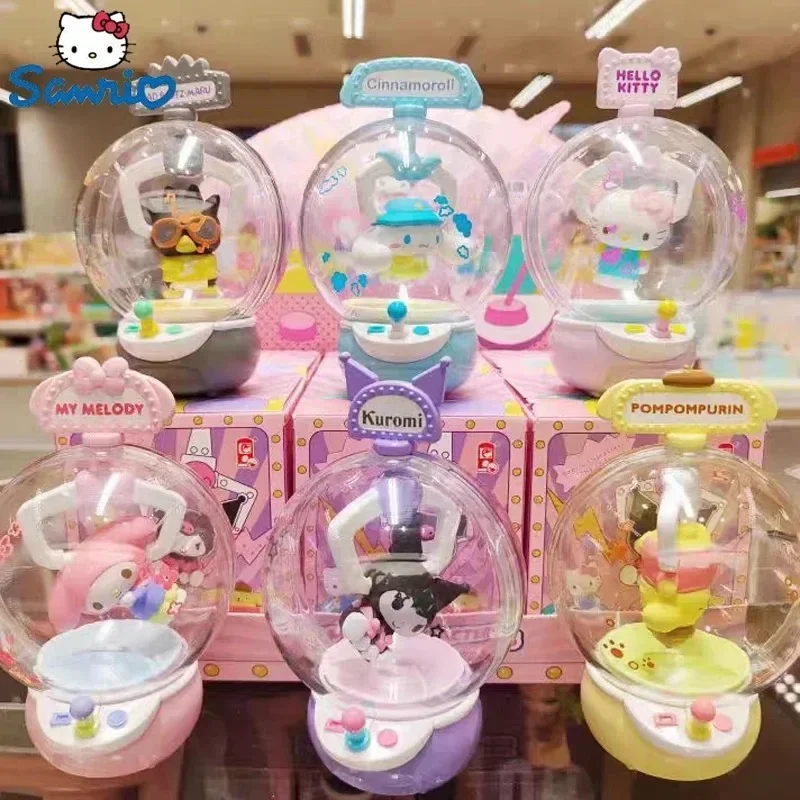 6PCS Blind Box Sanrio Hellokitty My Melody Cinnamoroll Kuromi Genuine Clip Doll Machine Series Figure Action Figurines Kid Toys