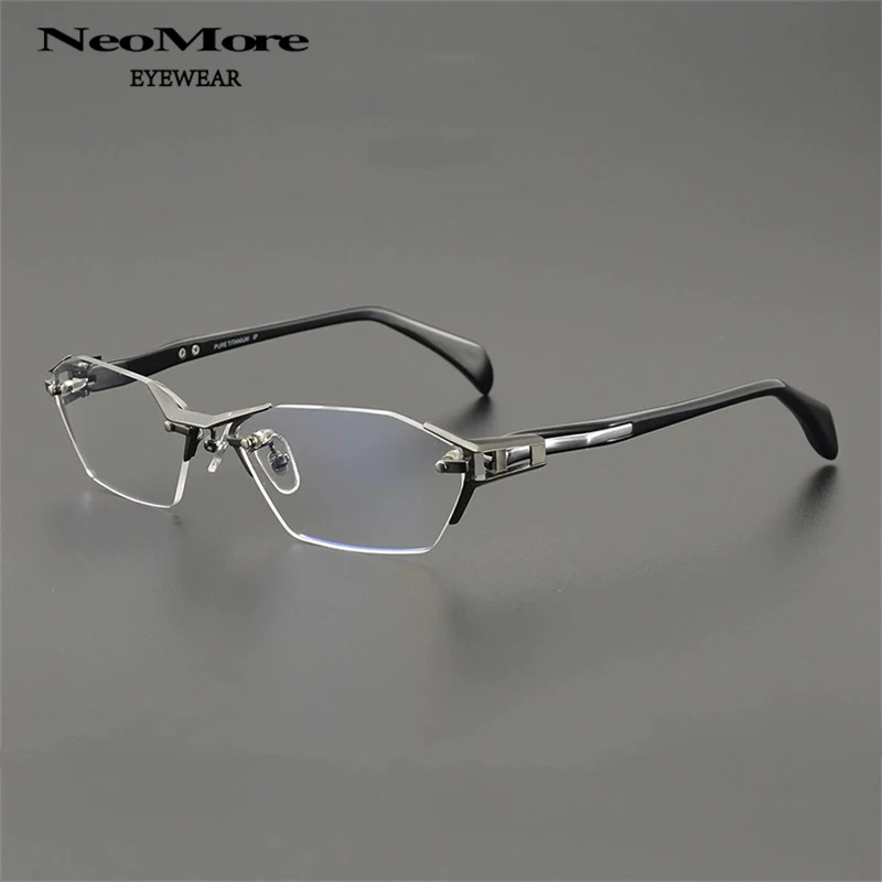 럭셔리 브랜드 순수 티타늄 안경 테두리 없는 커팅 안경 슈퍼 빈티지 정교한 안경