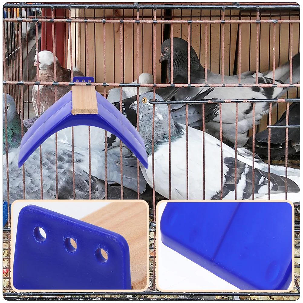 6 Pcs Bird Cage Toys Hamster Pigeon Solid Wood Plastic Perch Stand Basket Supplies Rest Frame Blue Perches for Pigeons