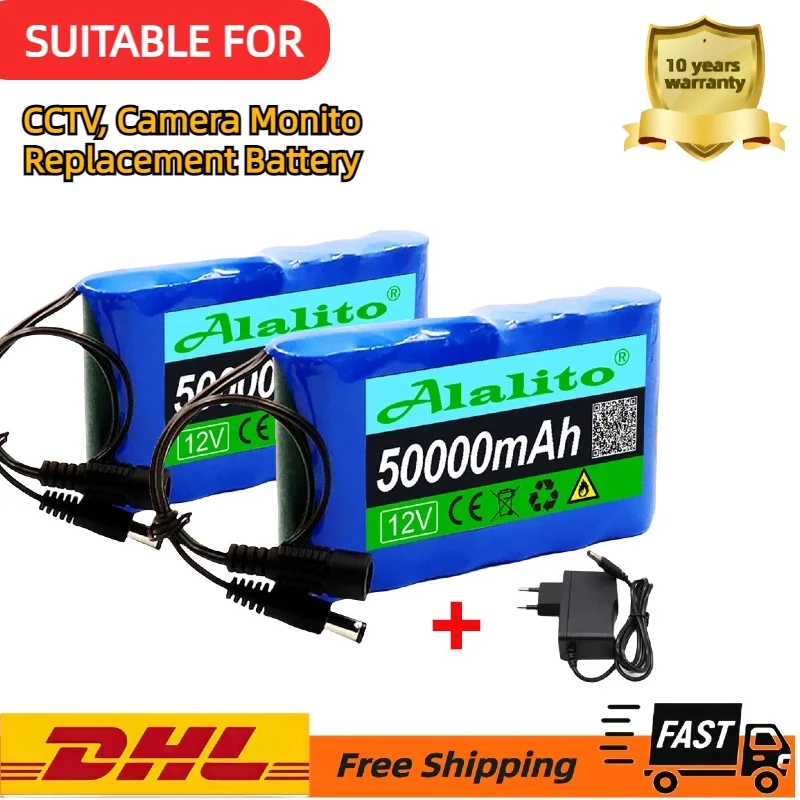 

Air Shipping Rechargeable Battery 12V 50000mah Lithium Battery Pack Capacity DC 12.6V 50Ah CCTV Camera Monitor with Charger