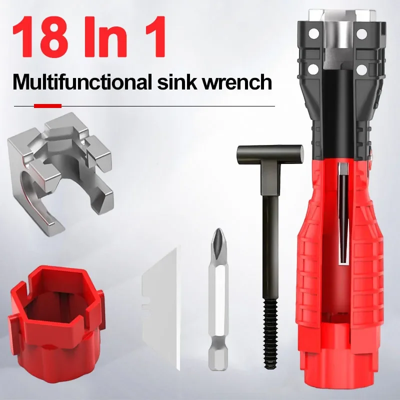 18 In 1 Faucet and Sink Installer Tools Pipe Wrench For Plumbers & Homeowners Kitchen Bathroom Maintenance Tool Hand Tools