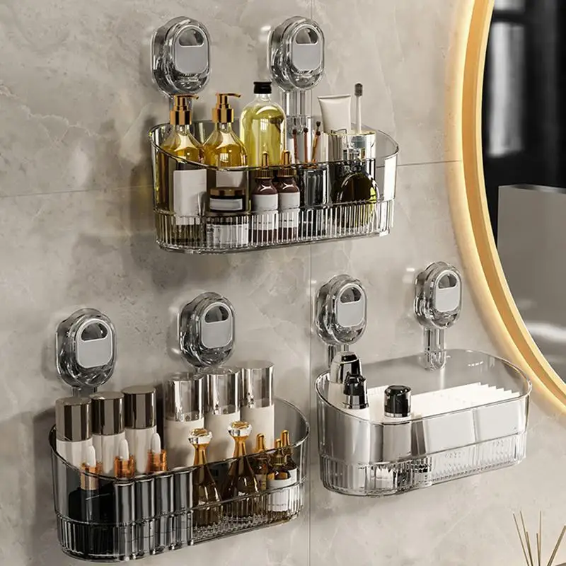 Suction Cup Shelf For Shower Wall Mount Bathroom Organizers And Storage No Drilling Luxury Heavy Duty Waterproof Removable