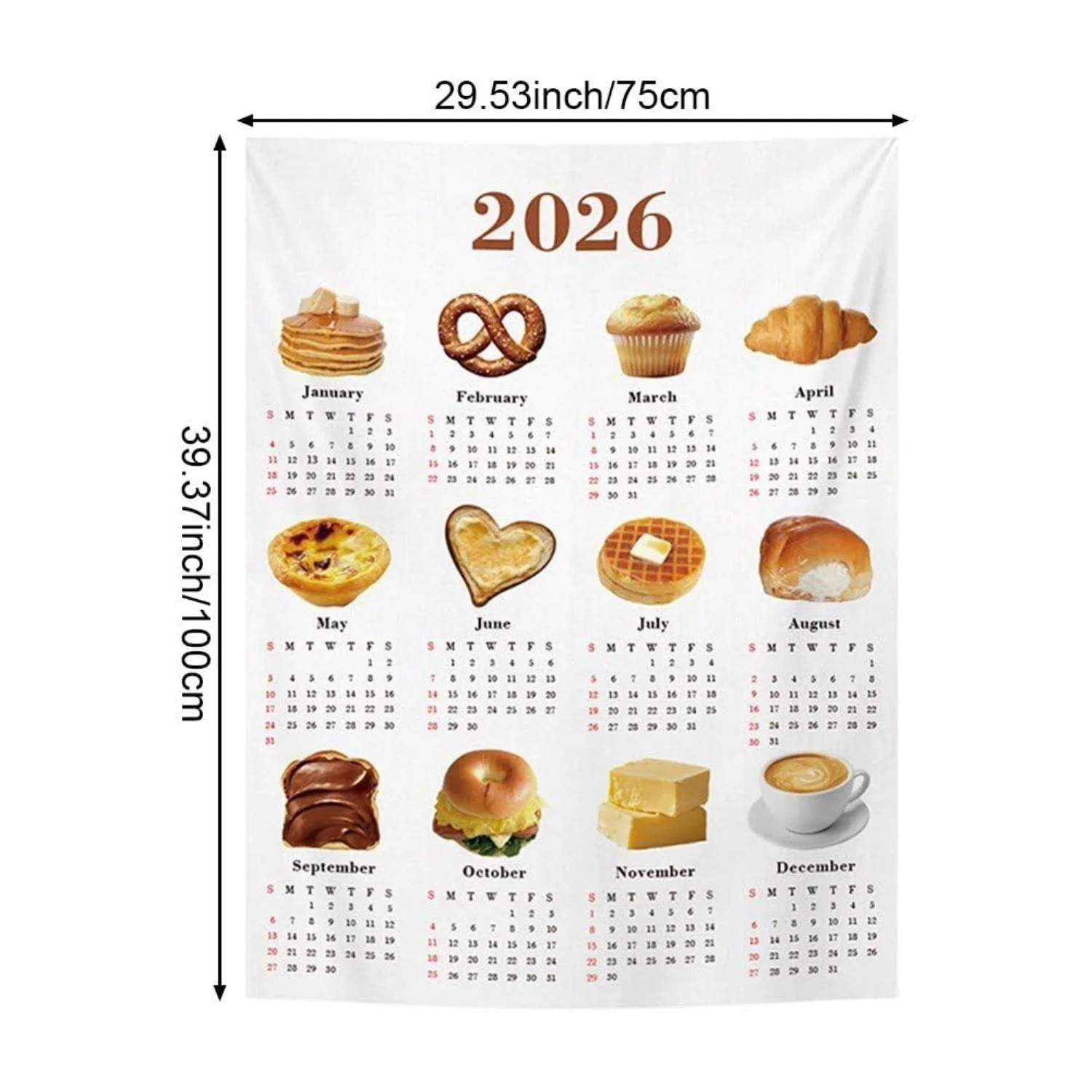 ديكور منشفة تقويم الحائط، منشفة تقويم سنة مبتكرة، تقويم نسيج الحائط 2026 - نسيج تقويم منشفة الحائط الشهرية #5
