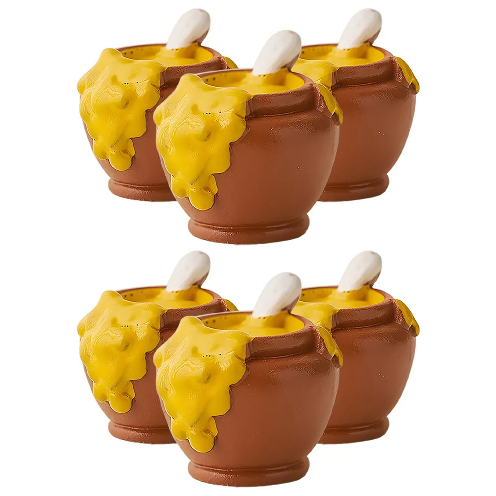 6Pcs Mini Honey Jars Realistic Resin Accessories for Micro Landscape Decor Tiny Food Pots Charming Miniature Scene Honey Jars