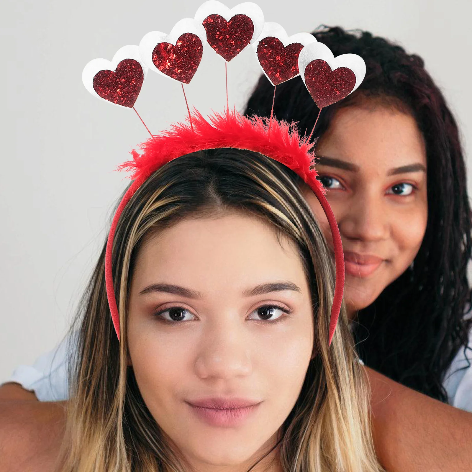 

2pcs Red Heart Headband Glitter Sequin Hair Hoop Valentine Party Accessory Wedding Bridal Women Gift Hair Styling Tool