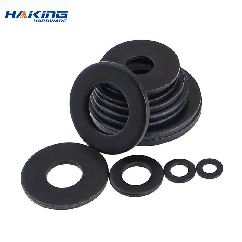 5/50pcs M2 M2.5 M3 M4 M5 M6 M8 M10 M12 M14 M16 M20 M22 M24 GB97 DIN125 Black Grade 8.8 Carbon Steel Flat Washer Plain Gasket Pad