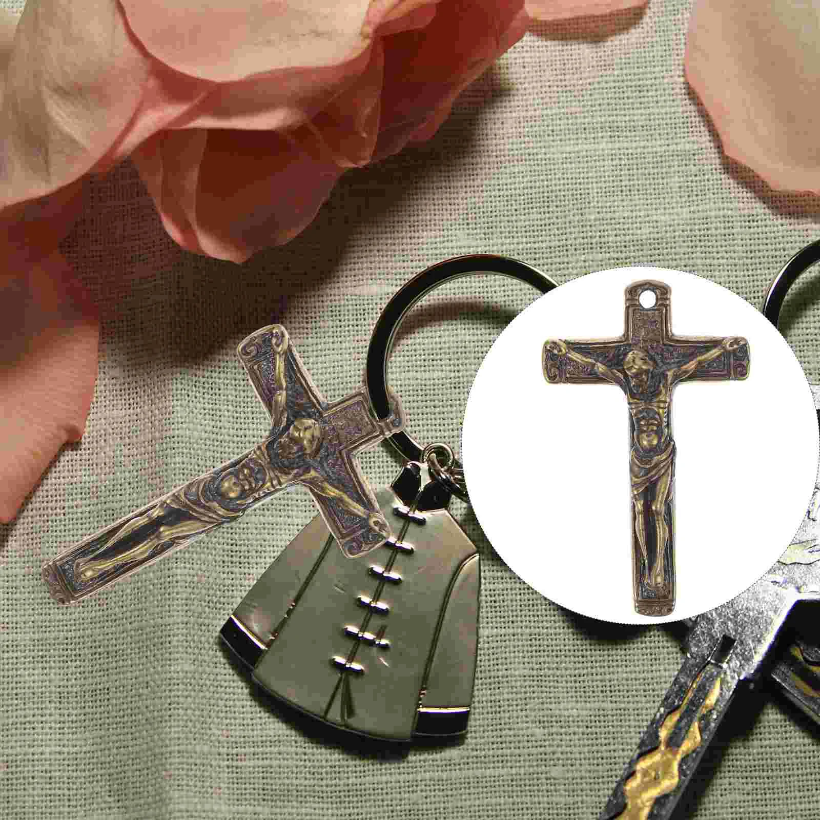 

Keychains Retro Style Charm Cross Charms Accessories Creative Crucifix Pendant Tiny Jesus Statue Miss