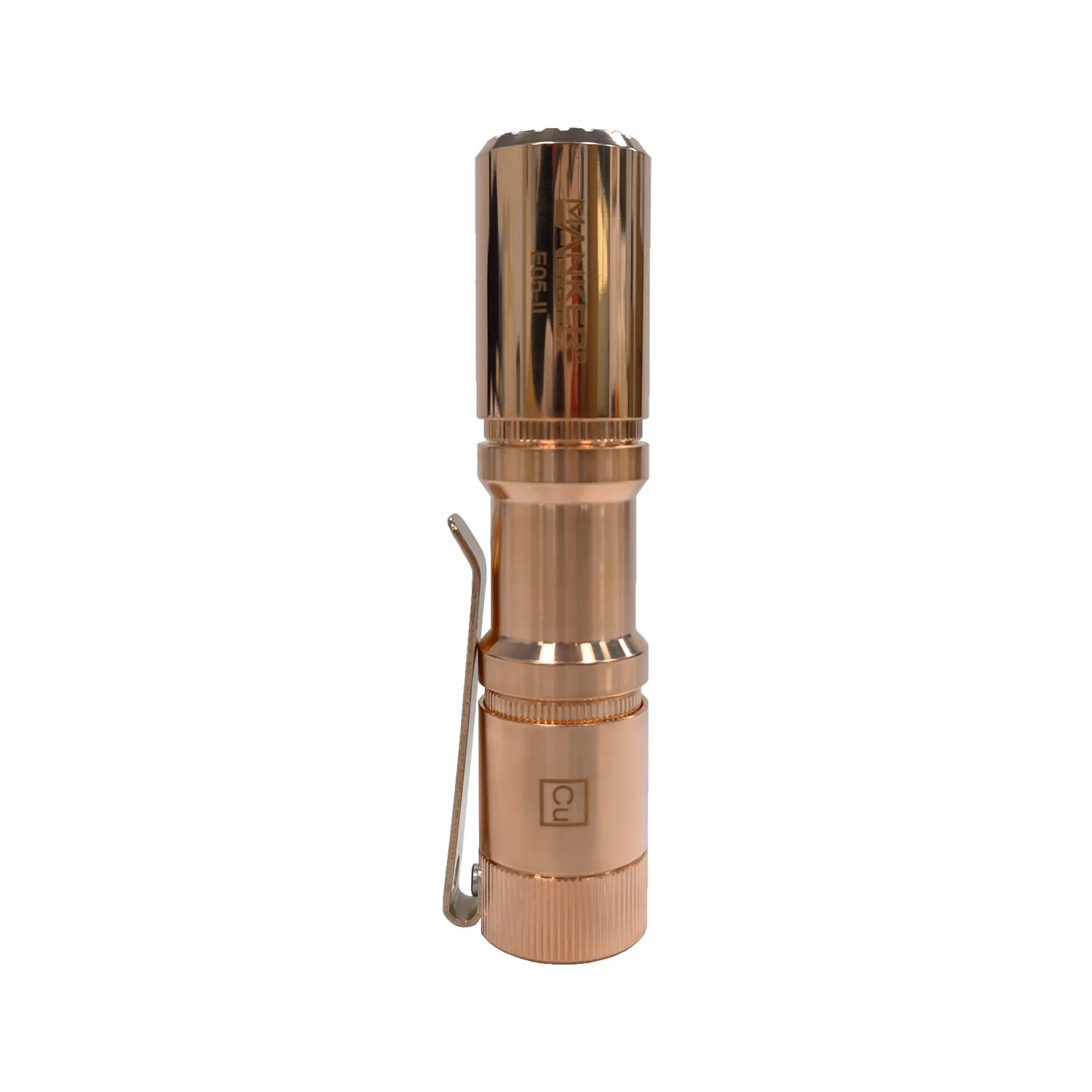 E05 II Cu 1300 Lumens Copper Flashlight High Output Every Day Carry Pocket EDC Flashlight with Deep Carry Clip