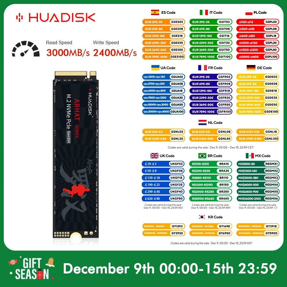 HUADISK SSD NVME M2 Internal Hard Disk 128GB 256GB 512GB 1TB 2TB M2 PCIe 3.0x4 2280 SSD Internal Solid State Drives For Laptop