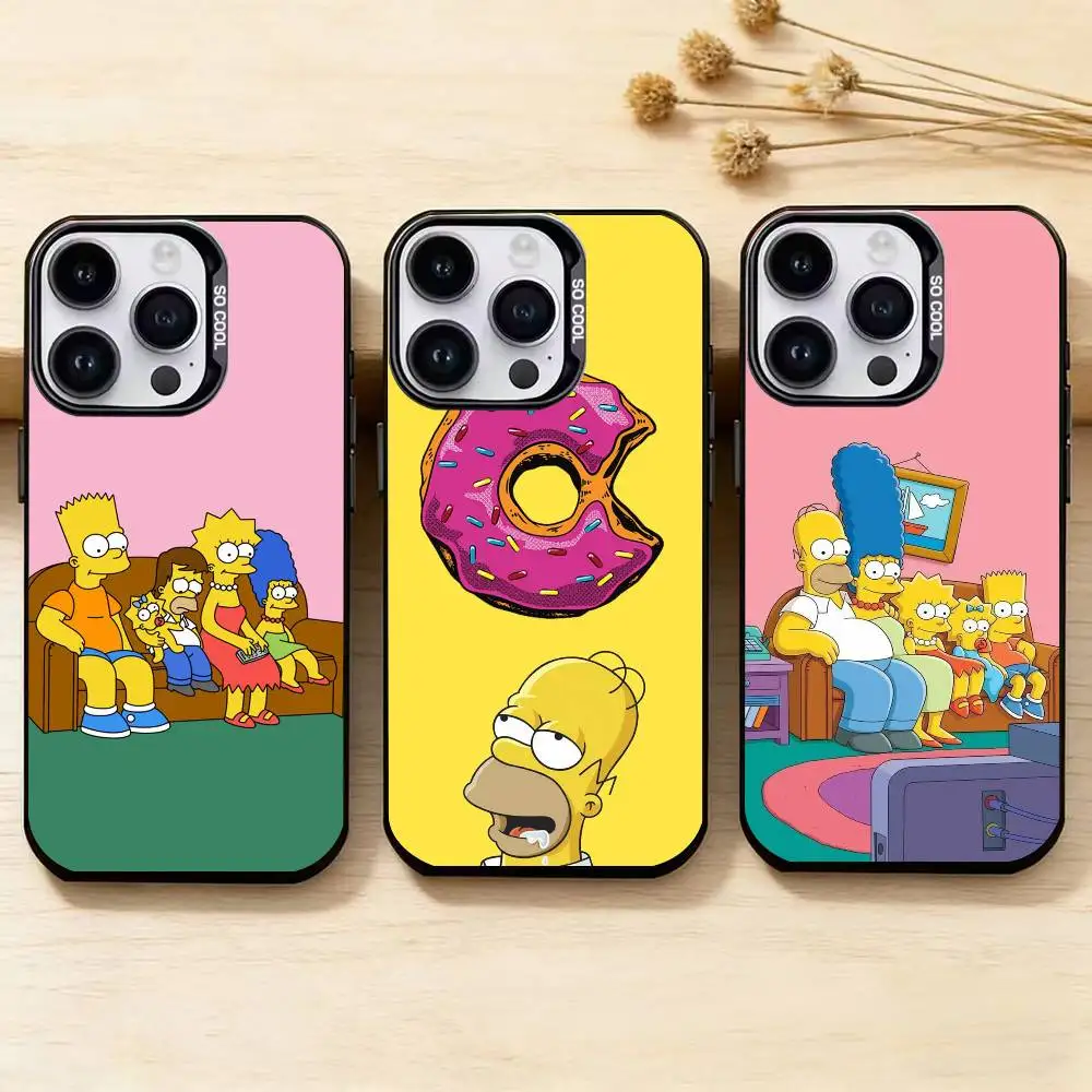 

Cartoon The S-Simpsons Anime Phone Case for Color Silver Shell For IPhone 17 16 15 14 13 12 11 Pro Max Plus