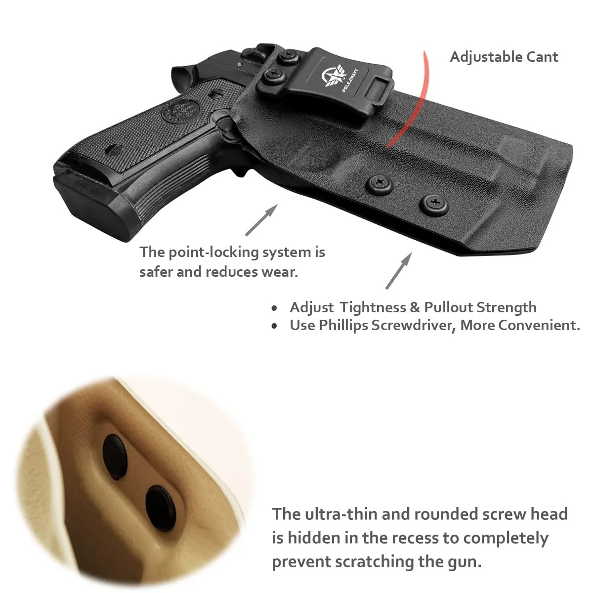 POLE. Kerajinan Beretta 92 A1 sarung IWB Kydex sarung untuk Beretta 92FS 92A1 96A1 IWB Kydex sarung untuk Beretta 92 A1 /96 A1 /92 FS