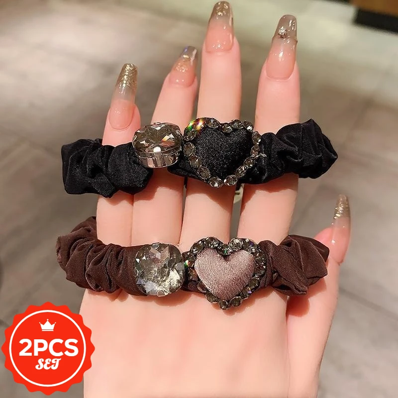

2Pcs/set New Heart-shaped Headband with Feminine Temperament, High-end Hair Tie, Hair Elastic Rubber Band Hair Accessory
