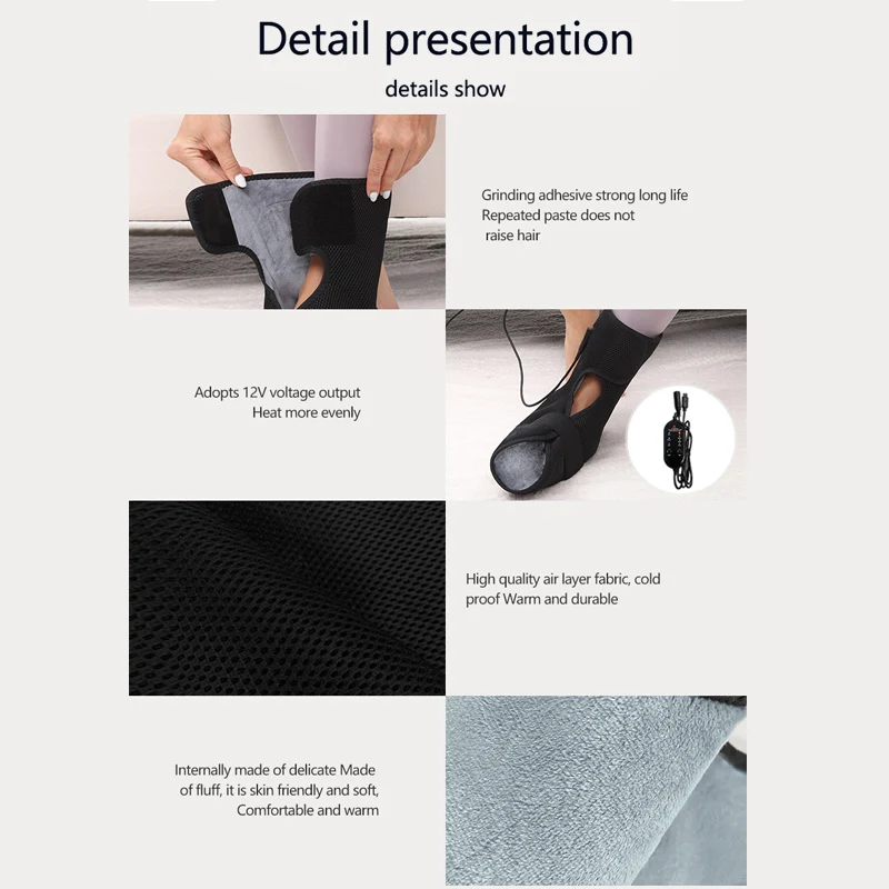 غلاف قدم كهربائي دافئ - 3 تروس للتدليك والمؤقت، يخفف آلام المفاصل وتورم العضلات، يساعد على التعافي الرياضي، مثالي لكبار السن