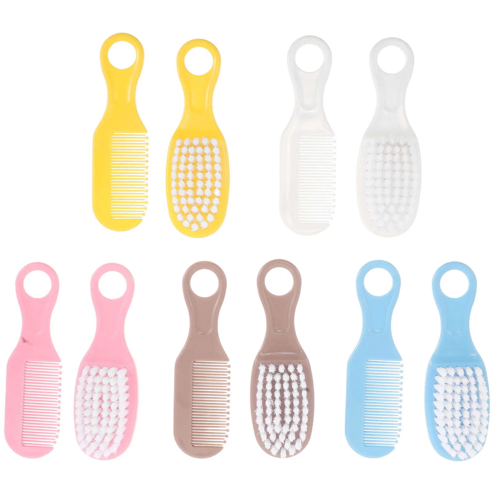 

5Sets Baby Hair Brush Comb Set for Newborns Toddlers Bristles Ergonomic Handle Cradle Cap Scalp Cleaning Bath Tool