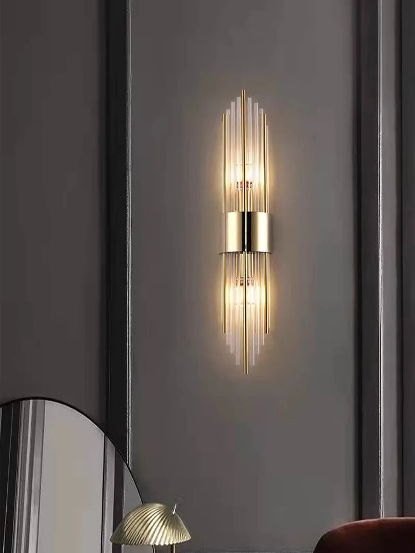 Gold/Black Stainless Steel Crystal Wall Sconce,Suitable for living room,bedroom,kitchen,home decoration lamps and lanterns