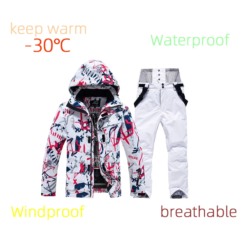 New Ski Suit Men Winter Snowsuits Warm Windproof Waterproof Outdoor Sports Ski Jackets and Pants Set Skiing Snowboarding Suit