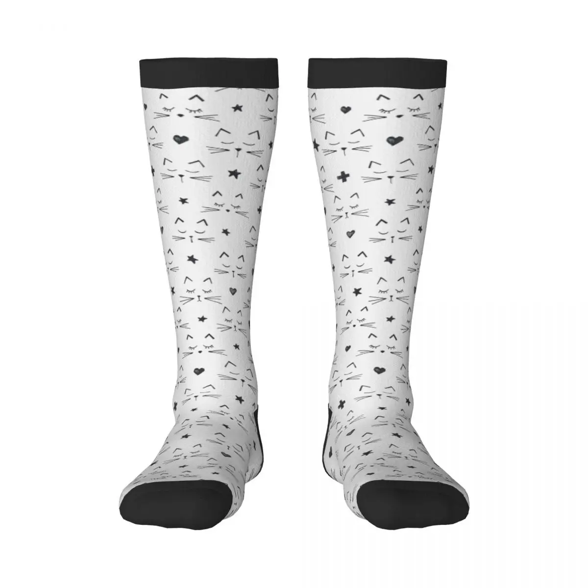 

Stockings Funny Autumn Casual Warm Socks Cute Graphical Cats Faces Soft Winter Knee High Socks