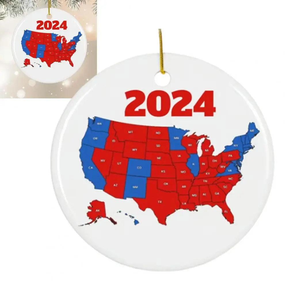 1/2/3/5Pcs Christmas Pendant US Presidential Election Ornament 2024 US State Election Result Party Xmas Tree Decoration