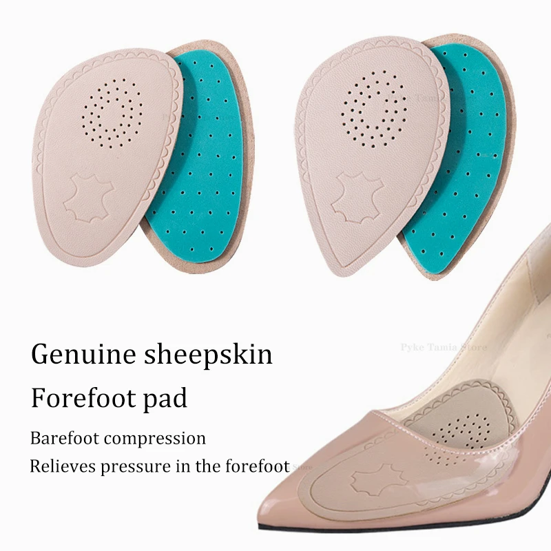 Leather Forefoot Pads for High Heels Thickened Latex Anti-slip Cushion Super Soft Toe Shoe Insoles Pain Relief Foot Care Inserts