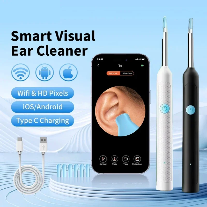 

Wireless Ear Wax Removal Tool with Camera Safe Silicone Ear Cleaner for Adults and Kids Visual Otoscope Endoscope