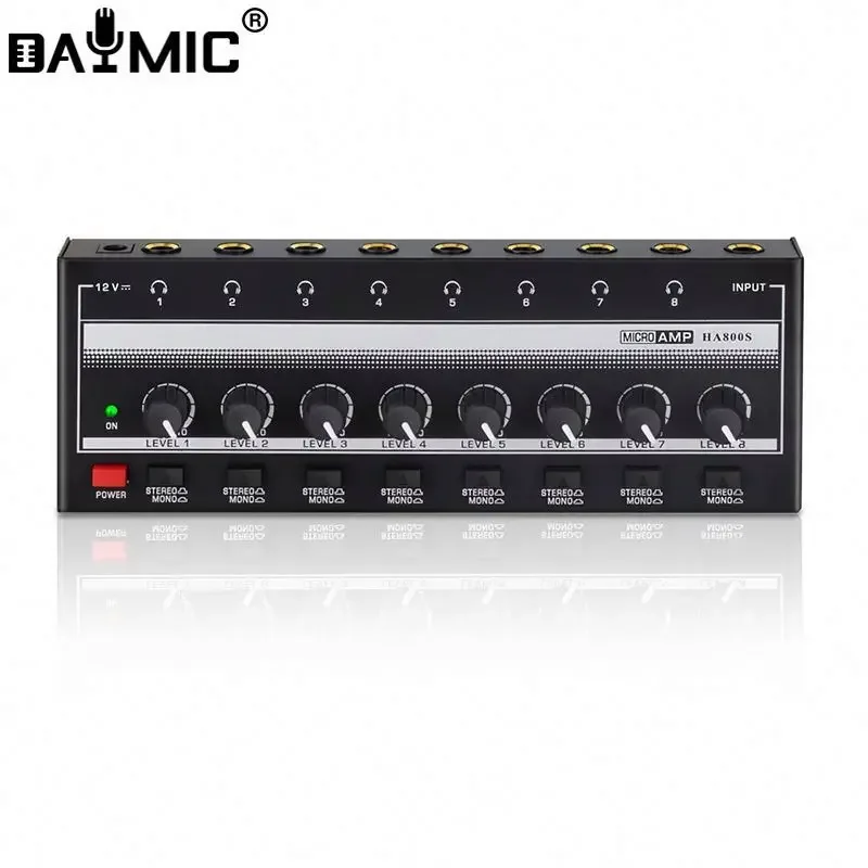 Audio Amp earphones amplifier 8 channels headphone Amp with Stereo for Music Mixer Recording Ultra-Compact Sound amplifier