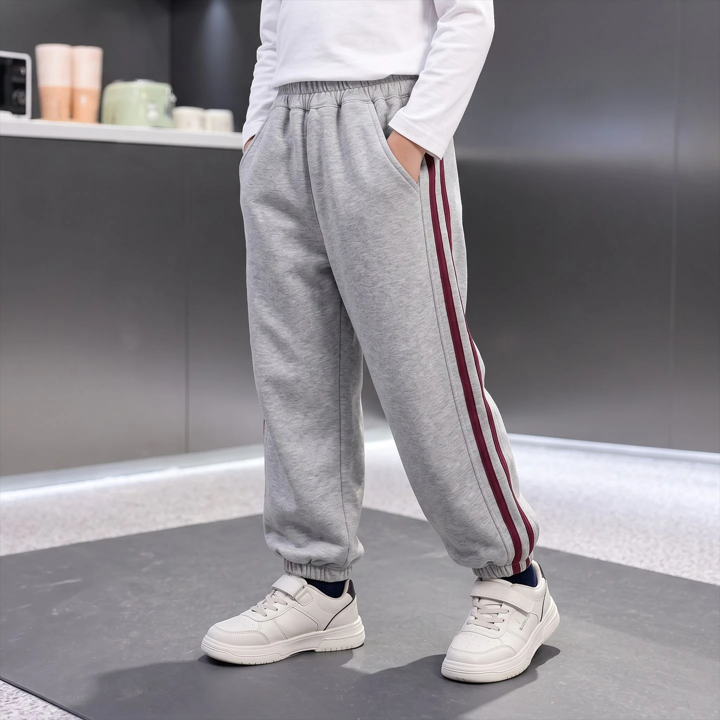 Boys' Cotton Casual Pants Kids Grey/black Trousers Sweatpants Outdoor Clothes for Children Boys Clothing 4 To 14 Years 2026 New
