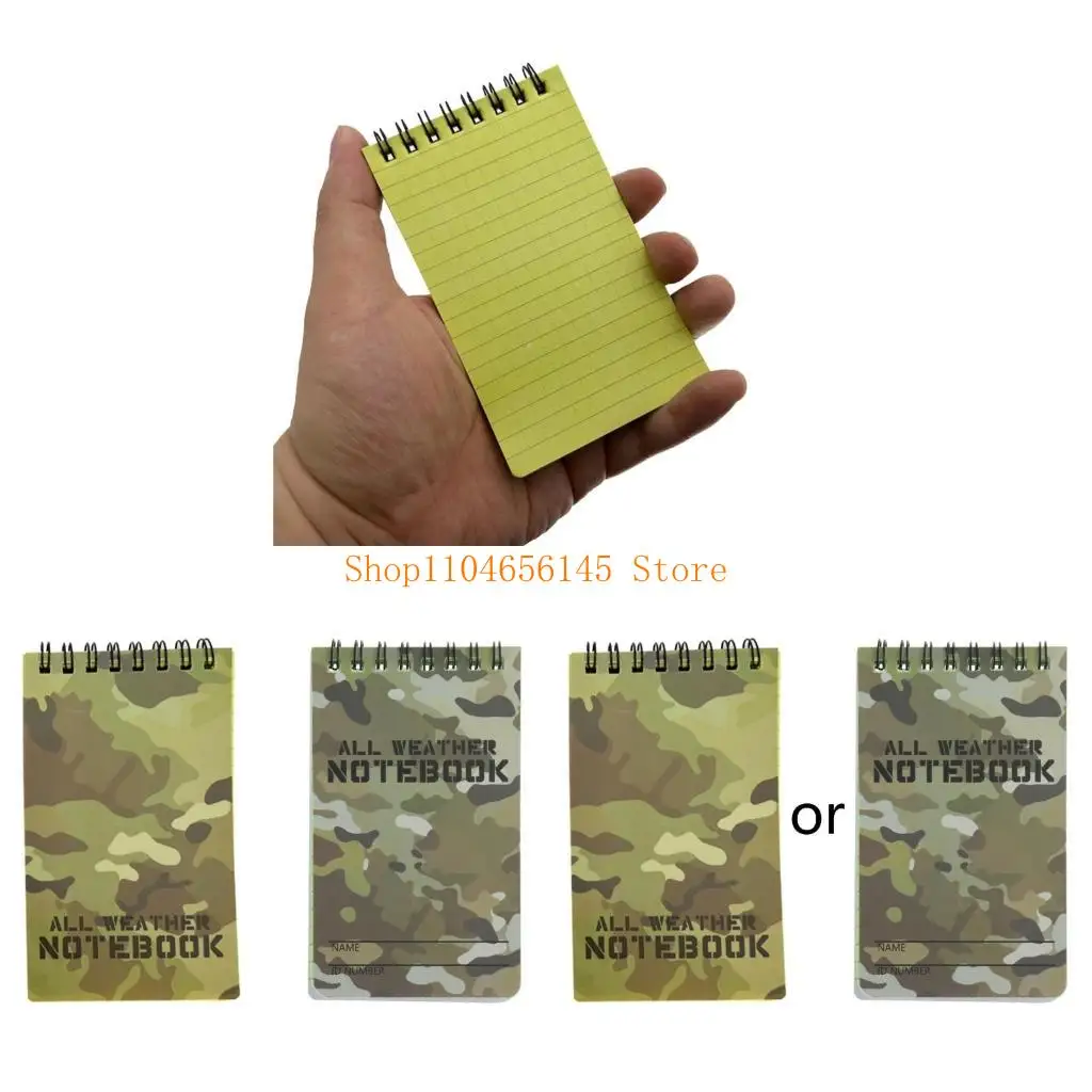 Cuaderno impermeable para todo tipo de clima, Bloc de notas táctico con bolsillo para ducha, cuaderno portátil con espiral superior de 3 "x 5" para exteriores