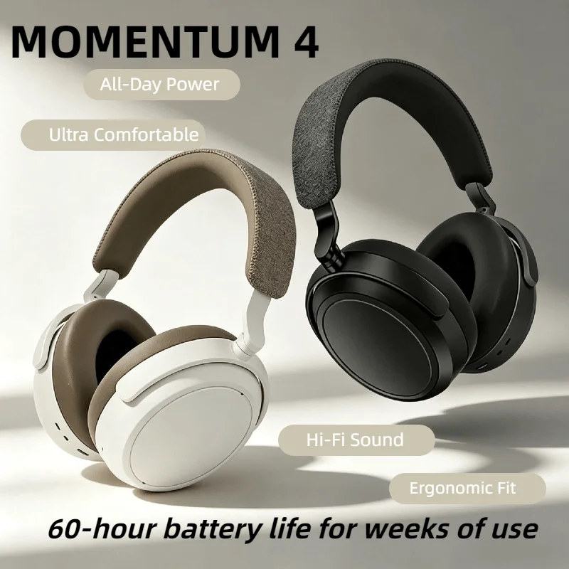 

Беспроводные накладные наушники MOMENTUM 4 с адаптивным шумоподавлением (ANC), Bluetooth, складной конструкцией, быстрой зарядкой, долгим временем работы от аккумулятора, USB-C, белые