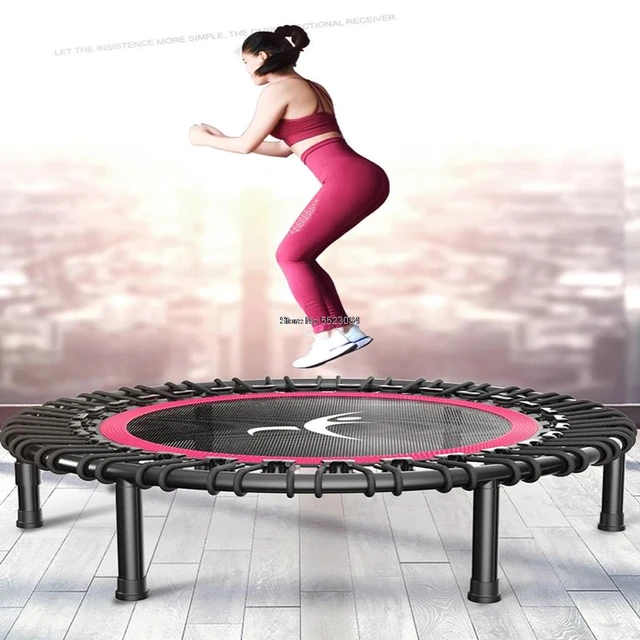 Trampolin kebugaran Mini 42 inci perangkat latihan lompat Rebound Bungee dalam ruangan dewasa dan anak dapat disesuaikan AliExpress