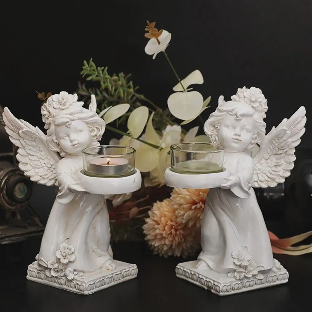 

Creative Resin Angel Candle Holder Decorative Nordic Resin Angel Ornament Retro Angel Display Holder Candlelight Dinner