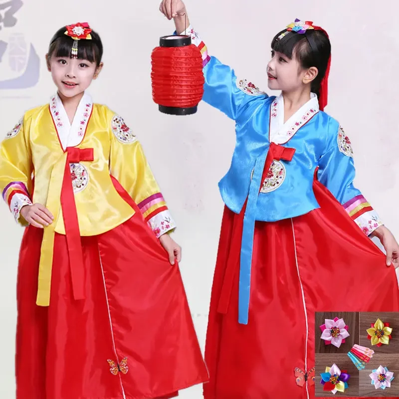 Tradycyjne koreańskie kostiumy sceniczne do tańca dziewczyny suknia ślubna Hanbok dla dzieci Performance Asian Clothes Party Festival stroy