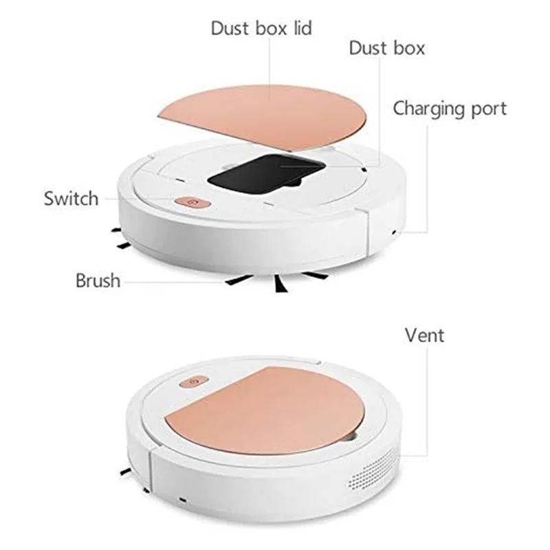 1 Buah Robot Vacuum Cleaner GNHT SDJ-168 Pembersih Otomatis Pengisian Daya USB untuk Rumah Tangga Robot Penyapu Vacuum Cleaner Putih-A70Z