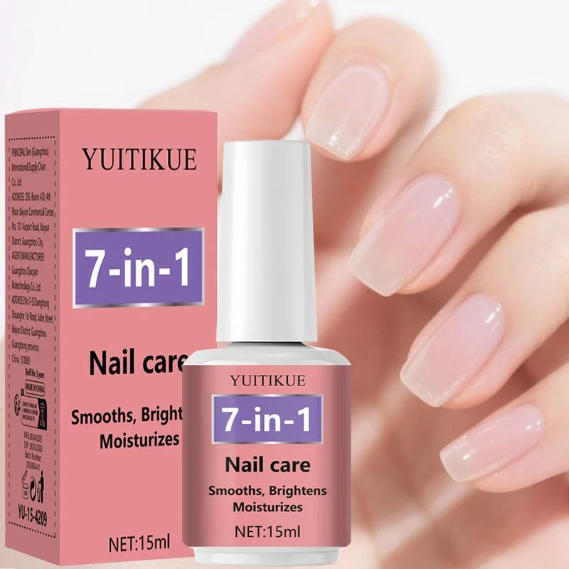 YUITIKUE 7-in-1 Nail Polish 15ml - Smooths, Brightens & Moisturizes Nails, Fast Drying, Non-Sticky Base Coat & Top Coat