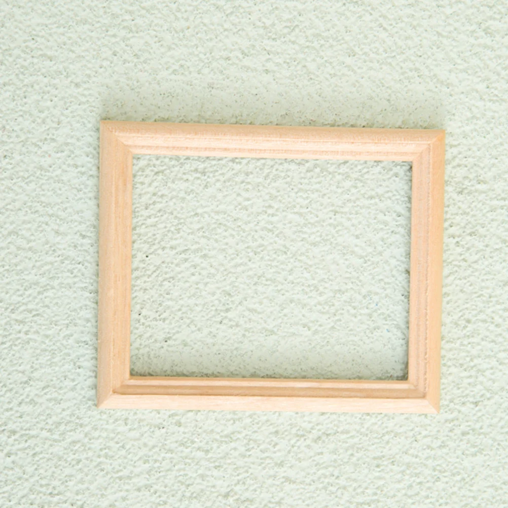 2Pcs Mini Wood Furniture Set Handmade Tiny Photo Frames for Miniature House Decor Kids Room Artistic Accessories Crafts Display