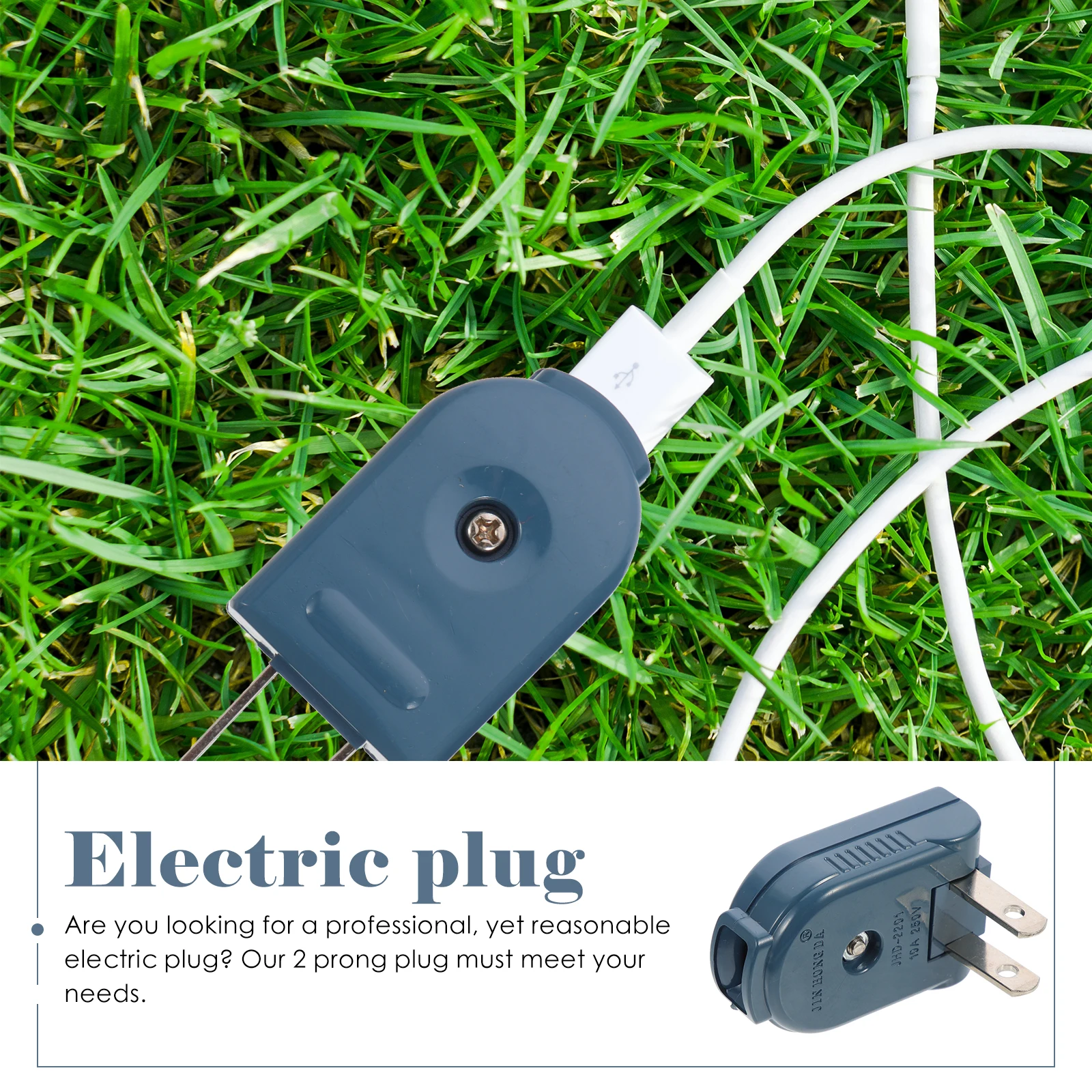 6 Replacement US Plug Ends Male Electrical Ground Bonding Flat 125V 10A Rotatable AC Socket Electric Plugs Straight Blade