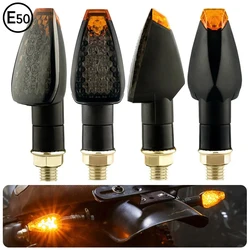 Señales de giro para motocicleta, luz de señal de giro aprobada E50 Mark, indicador de señal de giro 14led, luz ámbar intermitente 12V/24V M10 e-mark