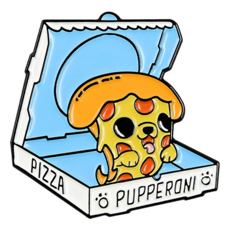بيتزا المينا دبوس مخصص جرو الحب PUPPERONI دبابيس للقميص حقيبة التلبيب شارة الإبداعية متعة الغذاء الكلب مجوهرات الاطفال الأصدقاء هدية