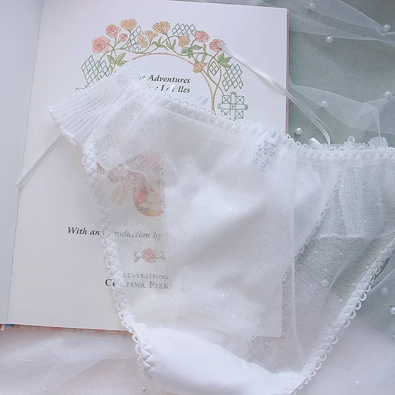 2026 Neues Süßes Lolita-Schleifen-Mesh-BH-Set, Süßer Rüschen-BH ohne Bügel, Bequeme Unterwäsche im japanischen Stil für Mädchen – Detail 14