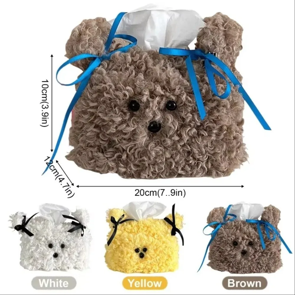 Creative Plush Tissue Box Cover Square Shape Puppy Dog Design Napkin Dispenser Holder Soft Tissue Case Home Decor - view 6