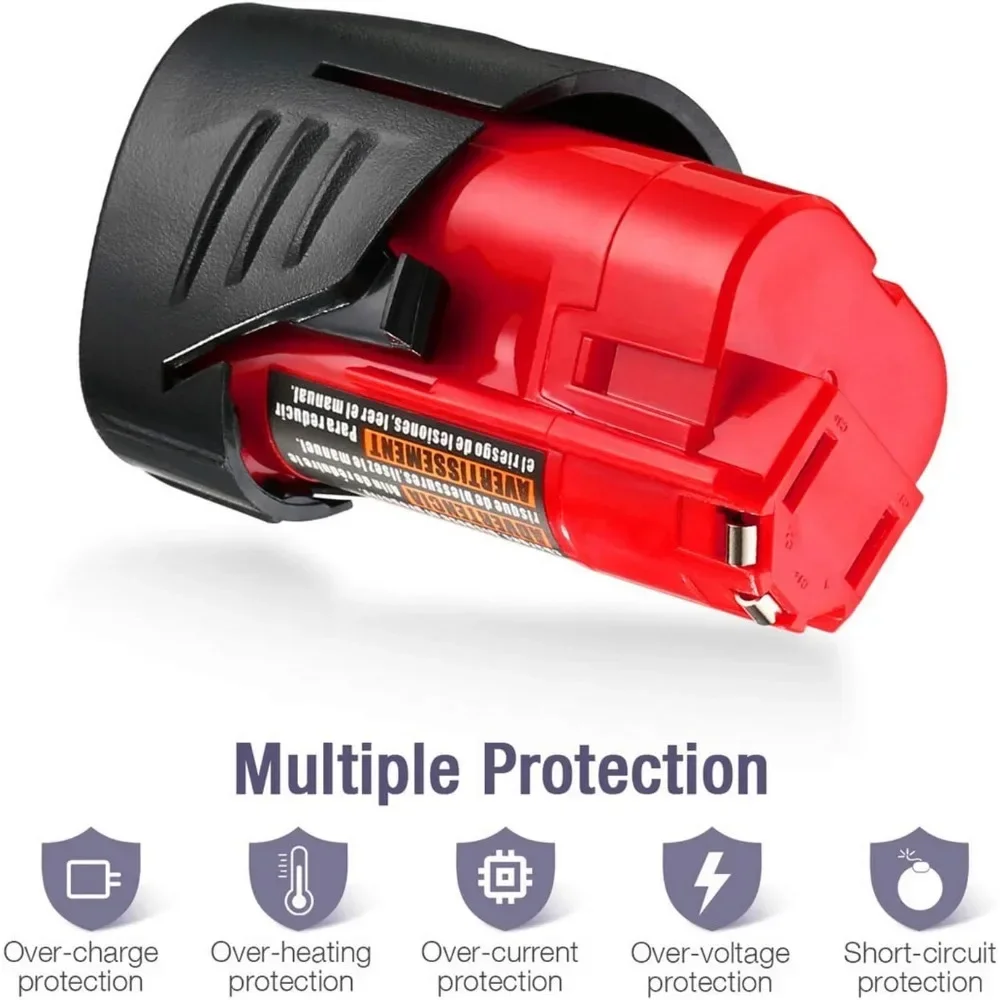 12V Replacement Battery For Milwaukee M12 XC 48-11-2411, 48-11-2401, MIL-12A-LI Wireless Tools Rechargeable Battery