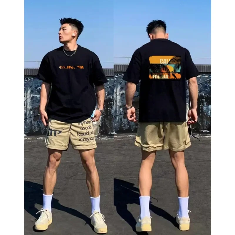 

California Fashion Print T-shirt 2025 New 100% pure cotton men's T-shirt, outdoor vacation casual sports Y2K high-quality top