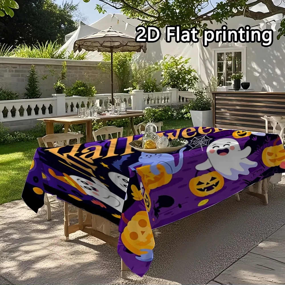 1pc Tablecloth with Orange Pumpkin, Wheat, and Fruit Pattern, Suitable for Thanksgiving, Halloween, and Autumn-Themed Parties, P