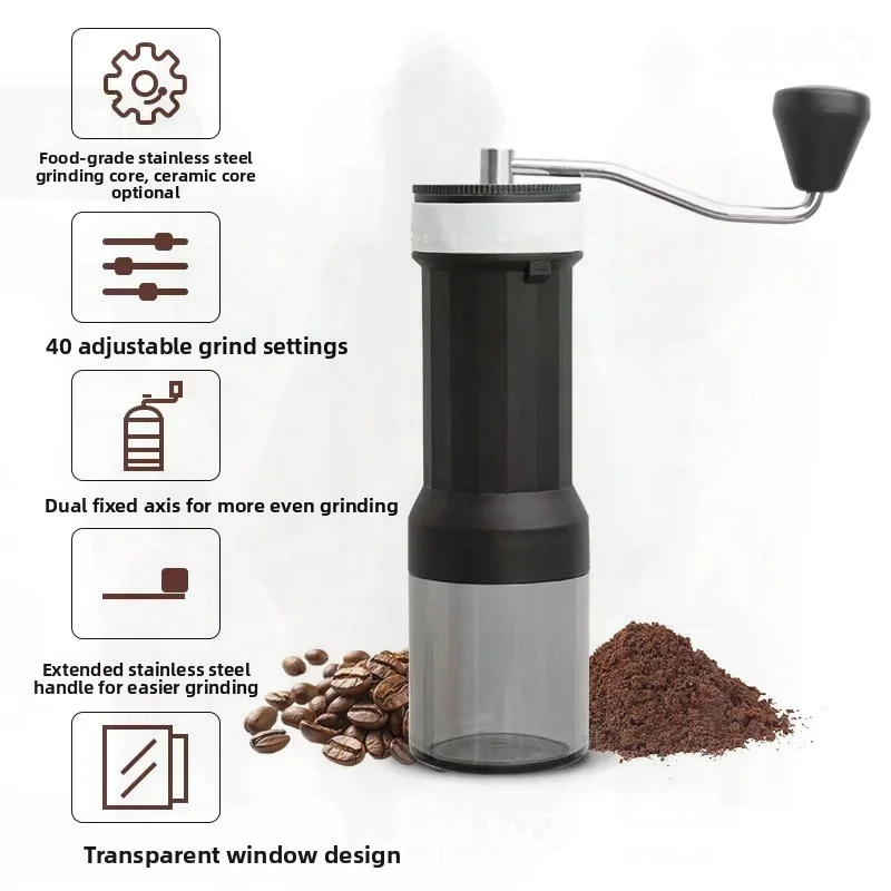 

ZIGO 2024 Hand Coffee Grinder Manual Ceramic & Steel Core Multi-Functional Minimalist Style White/Black with ZIGO Label