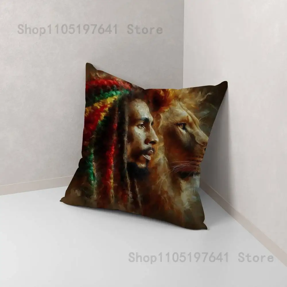 Bob Marley Rasta Lion Federa per divano Decor Car Office Room Stampa Fodera per cuscino Decorazioni e protezione