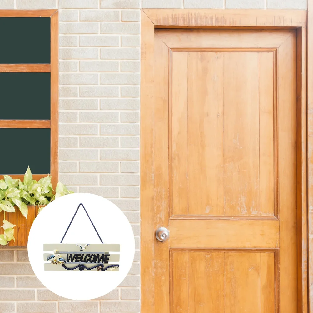 

1Pcs Pine Wooden Welcome Sign Mediterranean Style Hanging Door Plate Store Home Cafe Wall Decor Welcome Plate Hanging Ornament