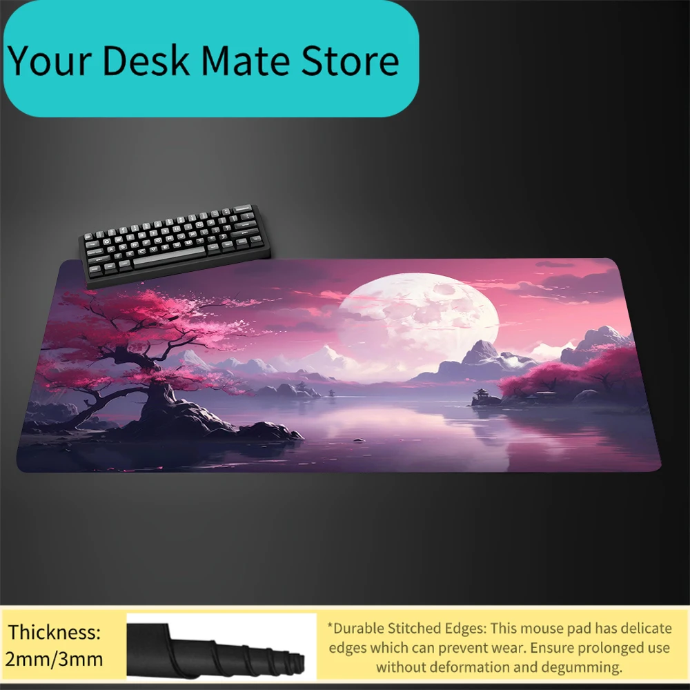 

Pink Sakura Mouse Pad XXL Pc Gaming Office Mats Japanese Style Large Bon-slip Base Desk Mat Art Rugs Laptop Gamer Table Cushi