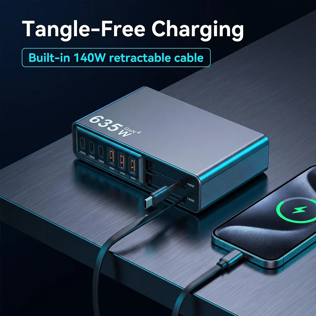 station-de-charge-8-en-1-635w-avec-cable-usb-c-retractable-140w-chargeur-rapide-gan-pour-macbook-pro-iphone-17-samsung-ordinateur-portable-tablette
