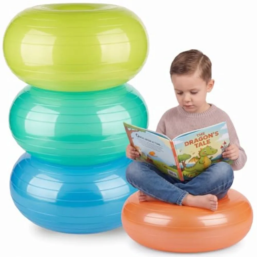 

4 Pcs Flexible Seating for Classroom Elementary, Yoga Ball Chair Inflatable Donut Ball Chair with Pump for Adults Sensory Balan