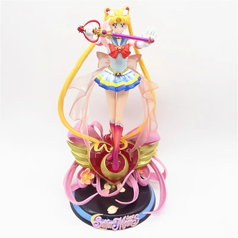 34cm Anime Super Sailor Moon Tsukino Usagi Action Figure Pvc Figurine Statue Cartoon Character Model Collection Doll Kids Gifts